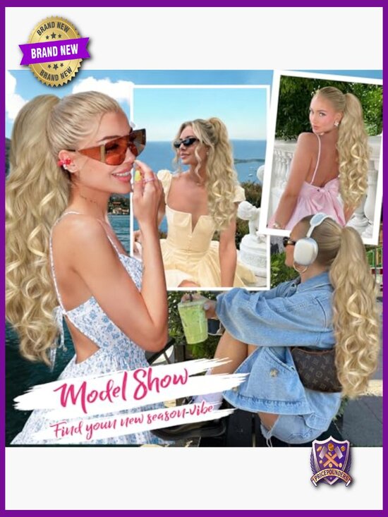 24 Inch Claw Clip Ponytail Extension - Long Curly Synthetic Hairpiece for Women